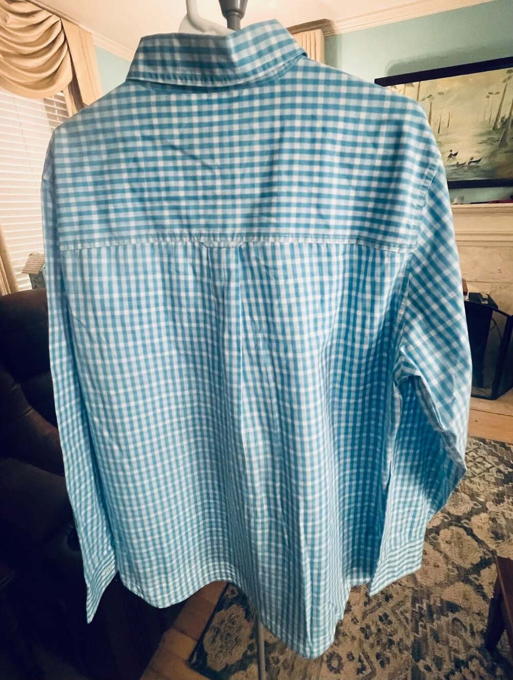 Chaps Ralph Lauren Size L Men's Easy Care Long Sleeve Gingham Button Down Shirt - Picture 4 of 5